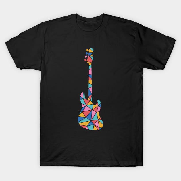 Geometric Colorful Bass Guitar T-Shirt by nightsworthy